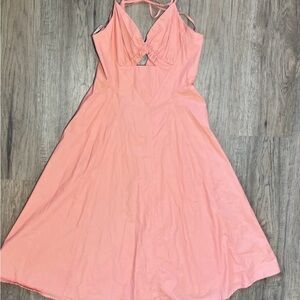 ASTR The Label Halter Dress Womens Size M Keyhole Sleeveless Peach Coral